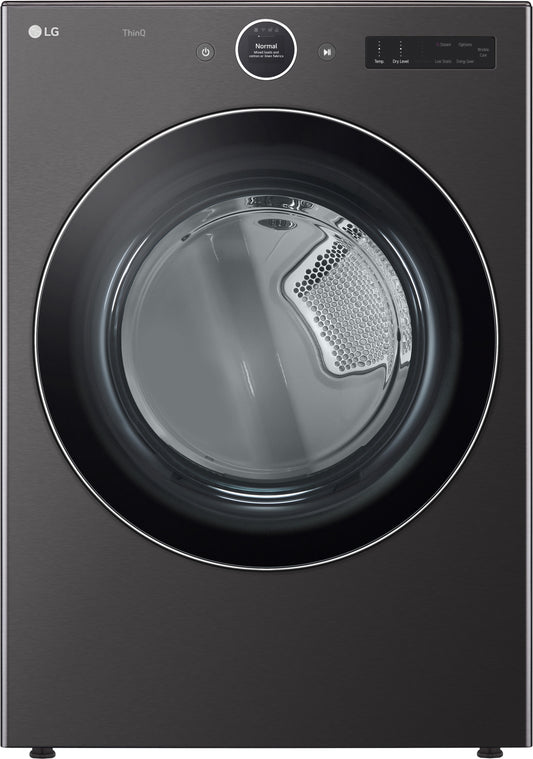 LG 7.4 CU. FT. BLACK STEEL MEGA CAPACITY STEAM ELECTRIC DRYER WITH SENSOR DRY SYSTEM AND THINQ AI - DLEX6700B