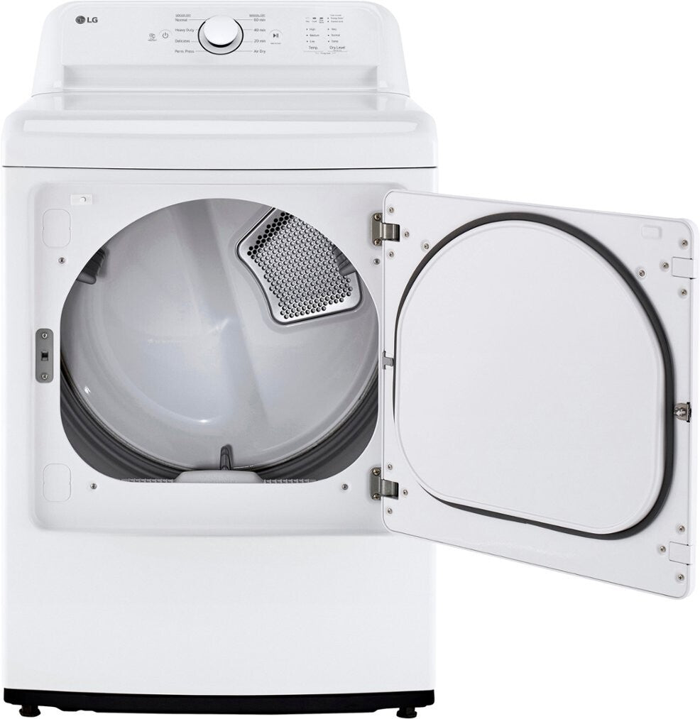 LG 27 Inch Electric Dryer with 7.3 Cu. Ft. Capacity, Sensor Dry, FlowSense Duct Clogging Indicator - DLE6100W