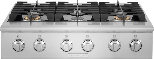 ELECTROLUX ICON PROFESSIONAL 36 INCH PRO-STYLE RANGETOP WITH 6 SEALED BURNERS - E36GC76PRS