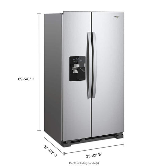 Whirlpool 24.6 cu. ft. Side by Side Refrigerator, Stainless Steel - WRS325SDHZ