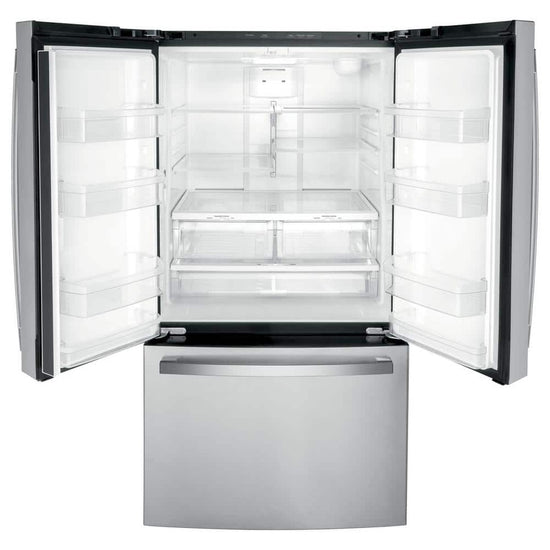 GE 27 cu. ft. French Door Refrigerator with Internal Water Dispenser, Fingerprint Resistant Stainless Steel - GNE27JYMFS