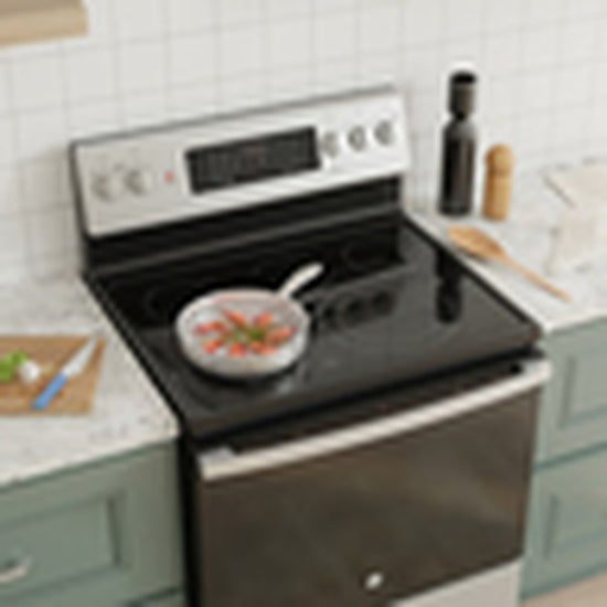 GE 30 Inch Free-Standing Electric Convection Range with No-Preheat Air Fry - JCB840STSS