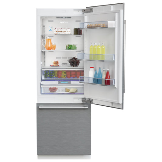 Beko 30 Inch Freezer Bottom Built-In Refrigerator with Auto Ice Maker and Internal Water Dispenser, White - BBBF3019IMWE (Ships in 7-10 Days)