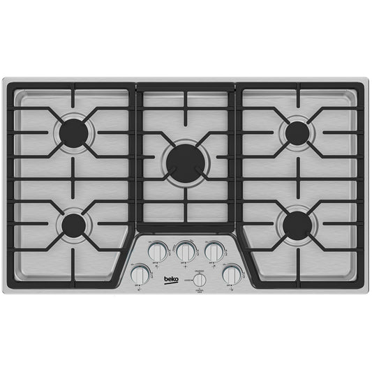Beko 36 Inch Built-In Gas Cooktop with 5 Burners, Stainless Steel - BCTG36500SS (Ships in 7-10 Days)
