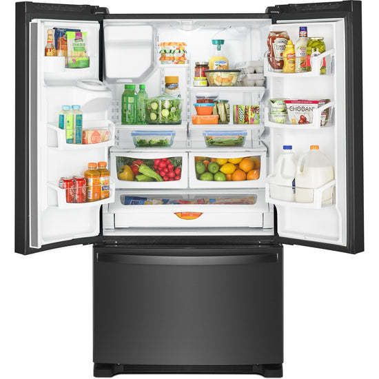 Whirlpool 36 Inch French Door Refrigerator with Exterior Ice & Water Dispenser, Black Stainless Steel - WRF555SDHV