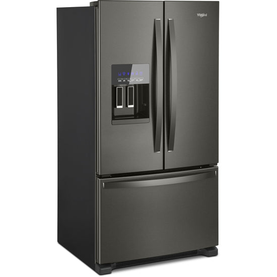 Whirlpool 36 Inch French Door Refrigerator with Exterior Ice & Water Dispenser, Black Stainless Steel - WRF555SDHV