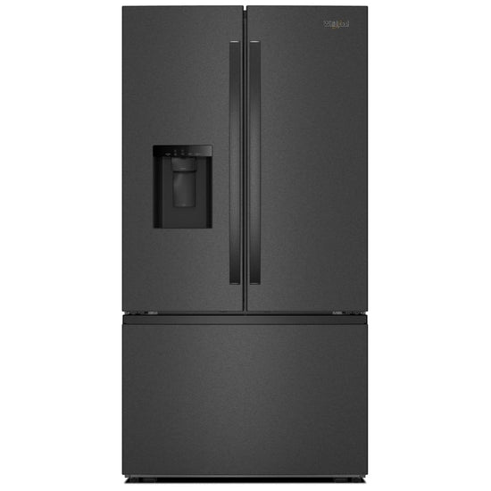 Whirlpool 36 Inch French Door Refrigerator with Exterior Ice & Water Dispenser, Black Stainless - WRFF3536SV