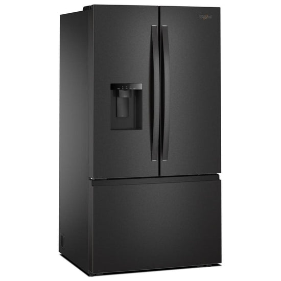Whirlpool 36 Inch French Door Refrigerator with Exterior Ice & Water Dispenser, Black Stainless - WRFF3536SV