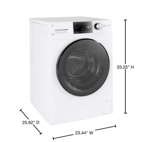 GE 24 Inch 2.4 cu. ft. Front Load Washer with Steam, White - GFW148SSMWW