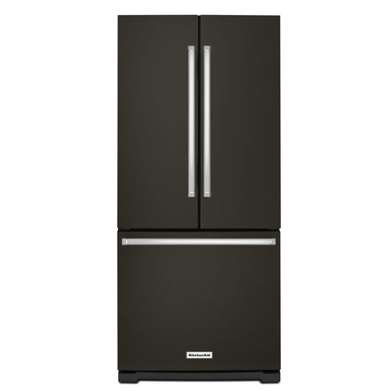 KitchenAid 30 Inch Standard Depth French Door Refrigerator with Interior Water Dispenser, Black Stainless Steel - KRFF300EBS