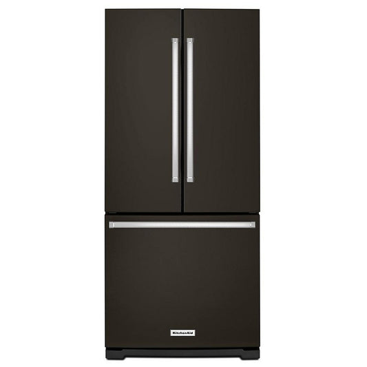 KitchenAid 30 Inch Standard Depth French Door Refrigerator with Interior Water Dispenser, Black Stainless Steel - KRFF300EBS