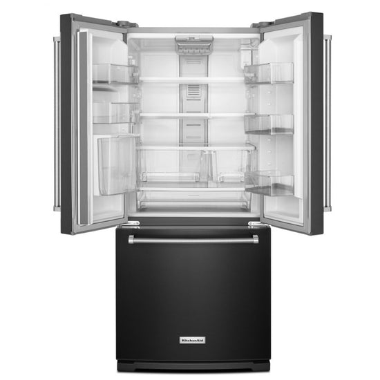 KitchenAid 30 Inch Standard Depth French Door Refrigerator with Interior Water Dispenser, Black Stainless Steel - KRFF300EBS