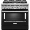 KitchenAid 36 Inch Freestanding Dual Fuel Smart Range with 6 Sealed Burners, 5.1 cu. ft. Capacity, Imperial Black - KFDC506JBK