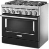 KitchenAid 36 Inch Freestanding Dual Fuel Smart Range with 6 Sealed Burners, 5.1 cu. ft. Capacity, Imperial Black - KFDC506JBK