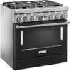 KitchenAid 36 Inch Freestanding Dual Fuel Smart Range with 6 Sealed Burners, 5.1 cu. ft. Capacity, Imperial Black - KFDC506JBK