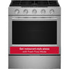 KitchenAid 30 Inch Slide-In Smart Gas Range with 5 Sealed Burners, PrintShield Stainless Steel - KSGS530SPS