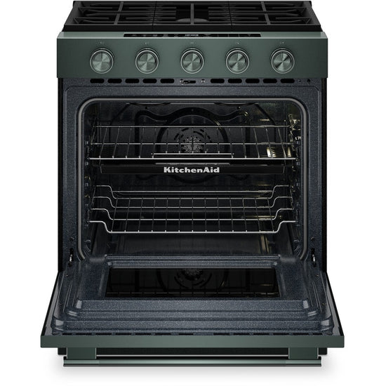 KitchenAid 30 Inch Slide-In Smart Gas Range with 5 Sealed Burners, Juniper - KSGS530SJP