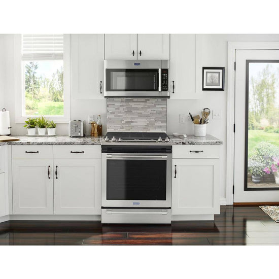 Maytag 30 Inch Slide-In Gas Range with True Convection, Fingerprint Resistant Stainless Steel - MGS8800FZ