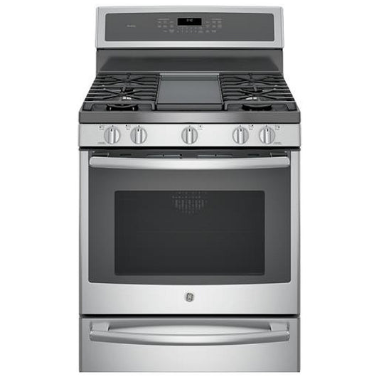 GE 30 Inch Free-Standing Dual Fuel Range with Convection, Stainless Steel - PC2B940SEJSS