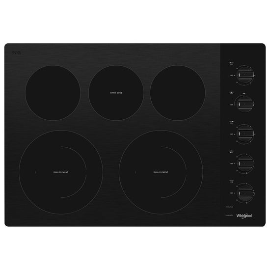 Whirlpool 30 Inch Electric Ceramic Glass Cooktop with 5 Elements, Black - WCE77US0HB