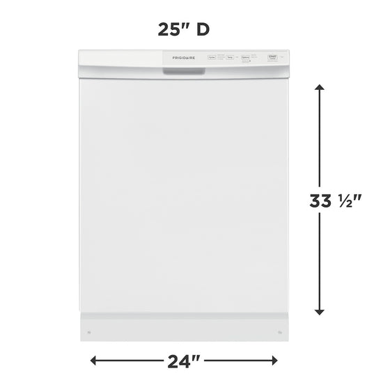 Frigidaire 24 Inch Built-In Front Control Dishwasher, White - FFCD2413UW