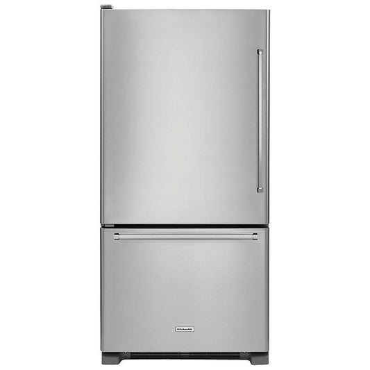 KitchenAid 30 Inch Bottom Freezer Refrigerator with 18.7 cu. ft. Capacity, Stainless Steel - KRBL109ESS