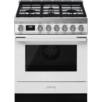 Smeg 30 Inch Freestanding Professional Gas Range, White - CPF30UGGWH