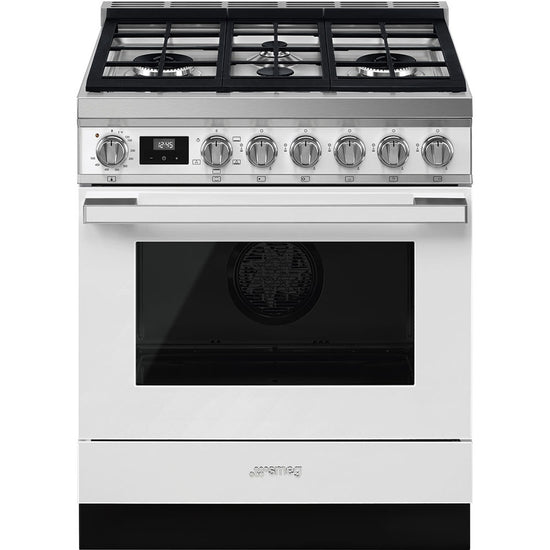 Smeg 30 Inch Freestanding Professional Gas Range, White - CPF30UGGWH