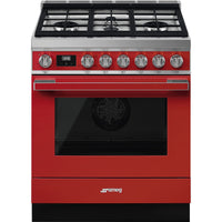 Smeg 30 Inch Portofino Full Gas Range, Red - CPF30UGGR (Ships in 7-10 days)