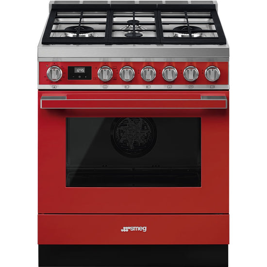 Smeg 30 Inch Portofino Full Gas Range, Red - CPF30UGGR (Ships in 7-10 days)