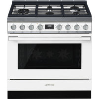 Smeg 36 Inch Dual Fuel Range, White - CPF36UGMWH (Ships in 7-10 days)