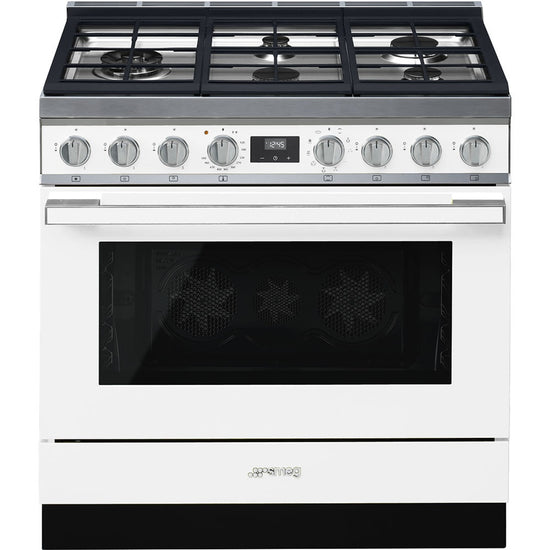 Smeg 36 Inch Dual Fuel Range, White - CPF36UGMWH (Ships in 7-10 days)