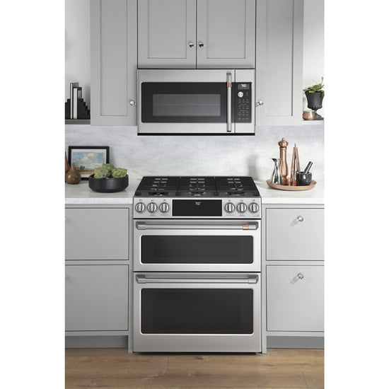Café 30 Inch Slide-In Double Oven Gas Range, Stainless Steel - CCGS750P2MS1