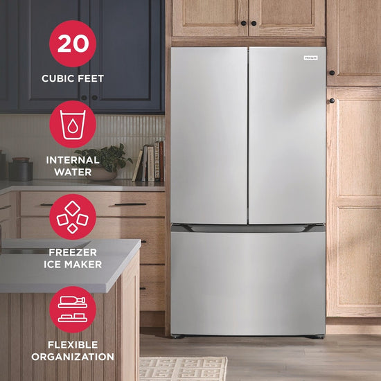 Frigidaire 35 in. 20 cu. ft. Counter-Depth French Door Refrigerator, Stainless Steel - FRFG2011AV