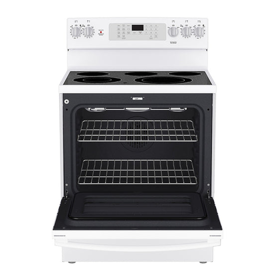 GE 30 Inch Freestanding Electric Range with True Convection and No-Preheat Air Fry, White - JCB840DVWW