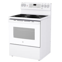 GE 30 Inch Freestanding Electric Range with True Convection and No-Preheat Air Fry, White - JCB840DVWW
