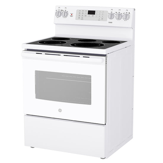 GE 30 Inch Freestanding Electric Range with True Convection and No-Preheat Air Fry, White - JCB840DVWW