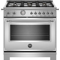Bertazzoni 36 Inch Freestanding Gas Range with 6 Sealed Burners, Stainless Steel - HERT366GASXT
