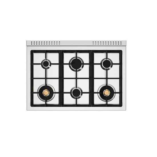 Bertazzoni 36 Inch All Gas Range with 6 Brass Burners and Cast Iron Griddle - MAS366BCFGMXTLP