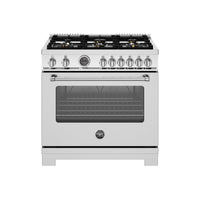 Bertazzoni 36 Inch All Gas Range with 6 Brass Burners and Cast Iron Griddle - MAS366BCFGMXTLP