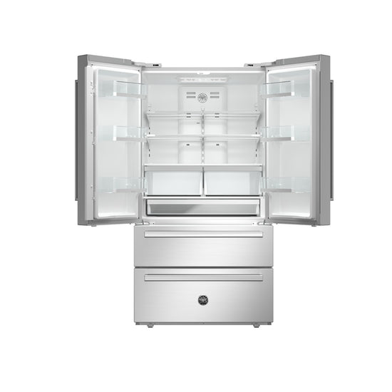 Bertazzoni 36 Inch Freestanding Counter-Depth French Door Refrigerator, Stainless Steel - REF36FDFIXNB