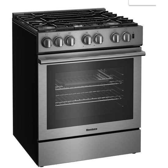 Blomberg 30 Inch Slide-In Dual Fuel Range with 5 Sealed Burners and 5.7 cu. ft. Convection Oven - BDF30522CSS