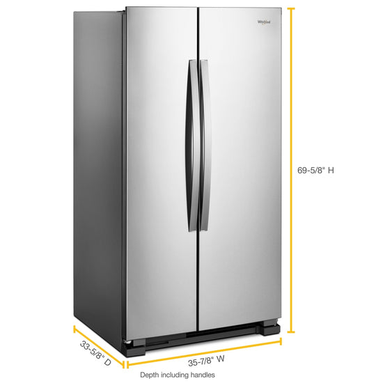 Whirlpool 36 Inch Side-by-Side Refrigerator with 25 cu. ft. Capacity, Stainless Steel - WRS315SNHM