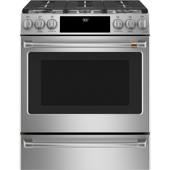 Café 30 Inch Slide-In Dual-Fuel Range with No-Preheat Air Fry, Stainless Steel - CC2S900P2MS1