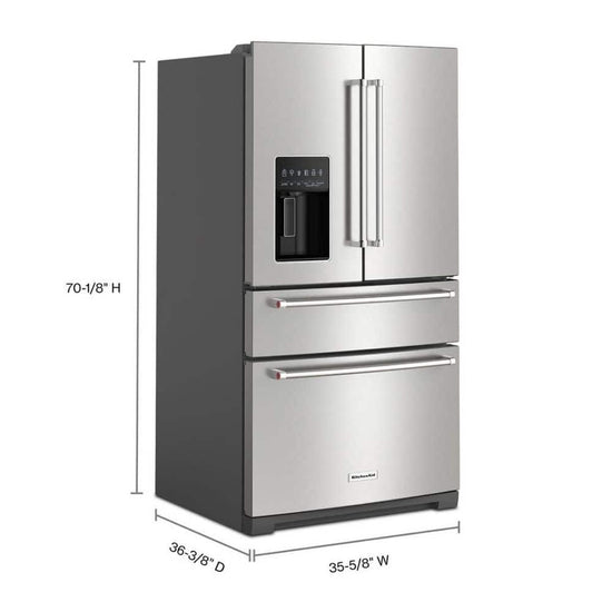 KitchenAid 26.2 cu. ft. Standard-Depth French Door Refrigerator, Stainless Steel - KRMF536RPS