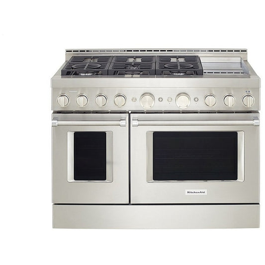 KitchenAid 48 Inch Gas Range with 6.3 cu. ft. Total Capacity, Stainless Steel - KFGC558JSS