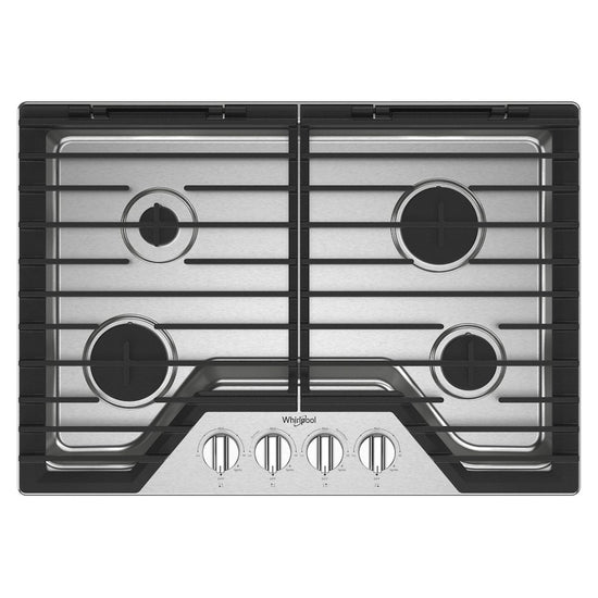 Whirlpool 30-Inch Gas Cooktop with EZ-2-Lift Hinged Cast-Iron Grates - WCGK5030PS