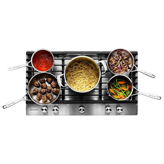 KitchenAid 36 Inch 5-Burner Gas Cooktop, Stainless Steel - KCGS556ESS