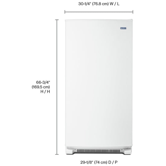 Maytag 30 Inch Frost Free Upright Freezer with 17.7 Cu. Ft. Capacity, White - MZF34X18FW