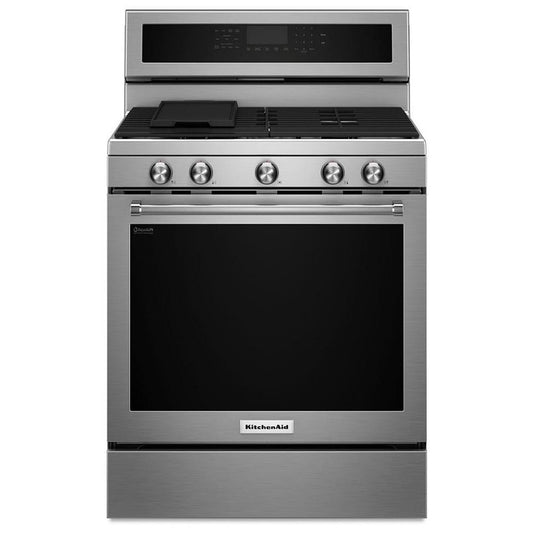 KitchenAid 30 Inch Freestanding Gas Range with 5.8 cu. ft. Capacity, Stainless Steel - KFGG500ESS